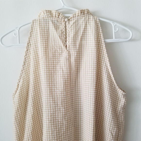 NANETTE LEPORE Gingham Ruffle Smocked Neck Sleeveless Blouse Size S - Picture 4 of 12